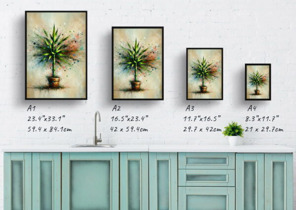 oil whimsical home plants lucky bamboodracaena sanderiana print size comparison 1