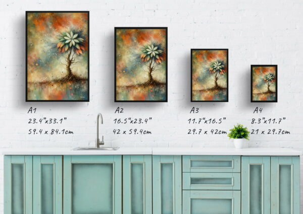 oil whimsical home plants money treeguiana chestnut print size comparison 1