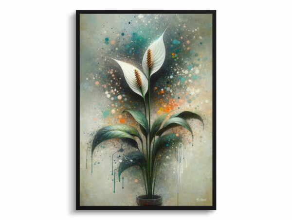 oil whimsical home plants peace lilyspathiphyllum wallisii front view 1