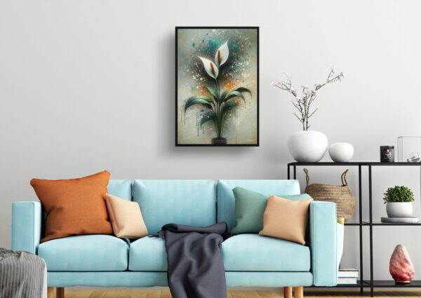 oil whimsical home plants peace lilyspathiphyllum wallisii living room 1