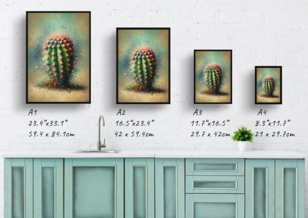 oil whimsical home plants peanut cactusechinopsis chamaecereus print size comparison 1