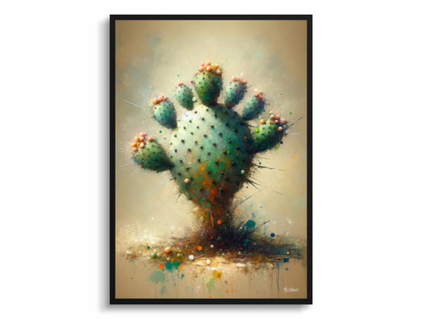 oil whimsical home plants prickly pear cactusopuntia front view 1