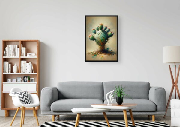 oil whimsical home plants prickly pear cactusopuntia office 1