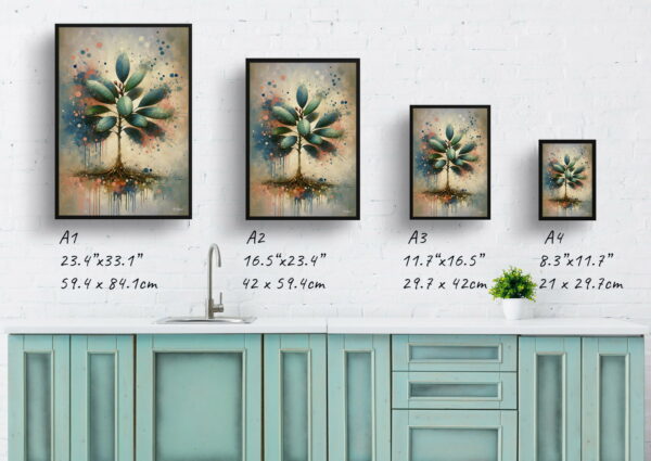 oil whimsical home plants rubber plantficus elastica print size comparison 1