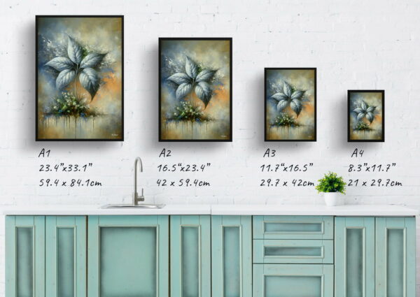 oil whimsical home plants silver leaf philodendronphilodendron brandtianum print size comparison 1