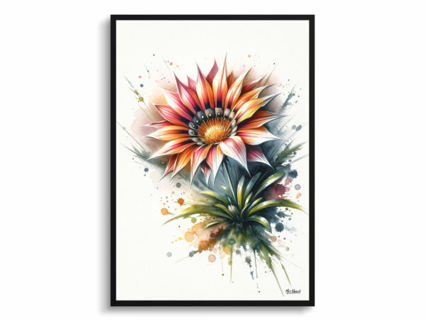 watercolour blotted flowers african daisiesgazania front view 1