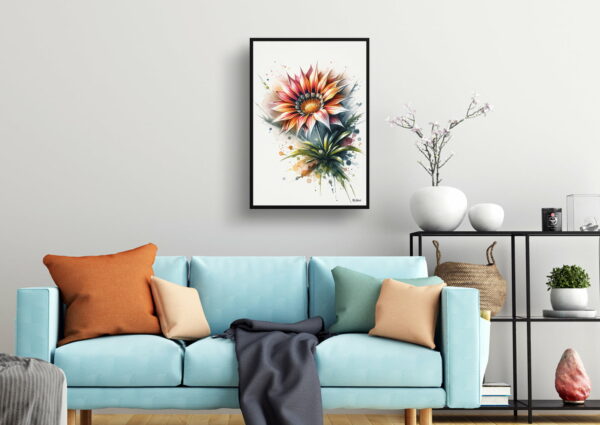 watercolour blotted flowers african daisiesgazania living room 1