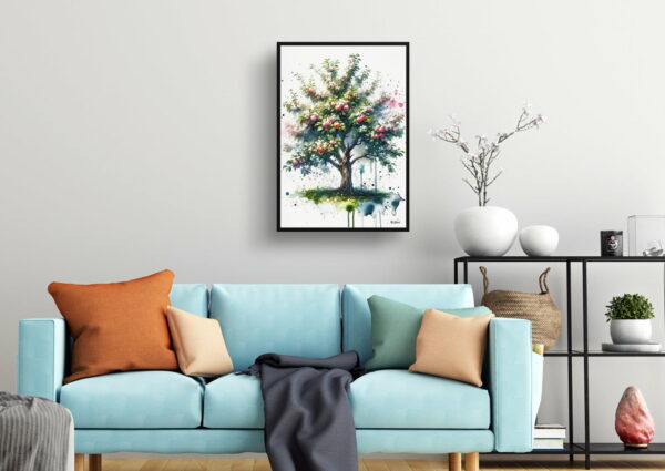 watercolour blotted flowers apple treemalus domestica living room 1