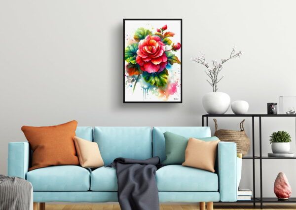 watercolour blotted flowers begonia infernobegonia living room 1