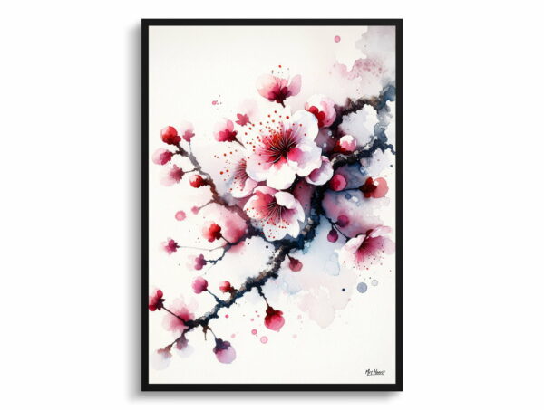 watercolour blotted flowers cherry blossomsakura front view 1