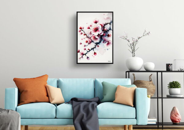 watercolour blotted flowers cherry blossomsakura living room 1