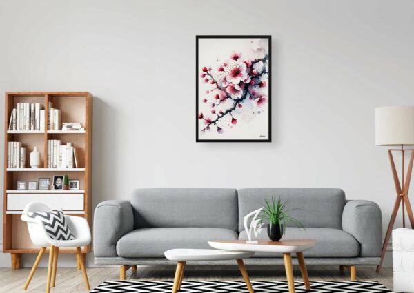 watercolour blotted flowers cherry blossomsakura office 1