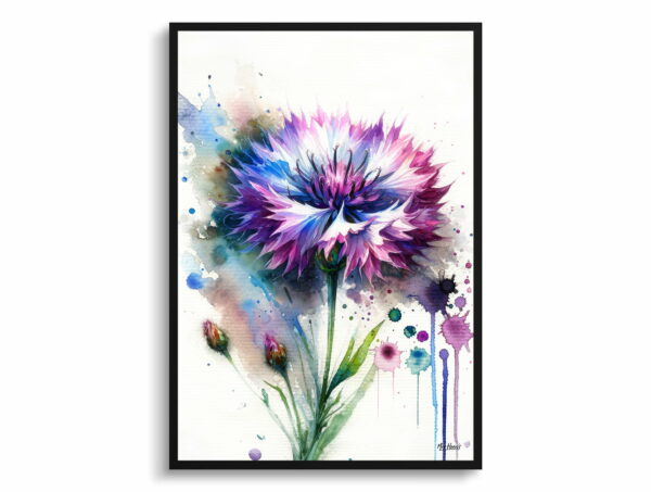 watercolour blotted flowers cornflowercentaurea cyanus front view 1