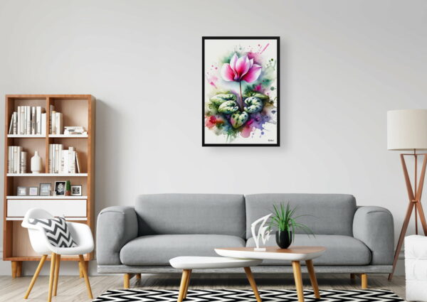 Cyclamen Persicum (Cyclamen) Watercolour Botanical Art Print - Blotted Painting Framed Plant Wall Art - Image 11