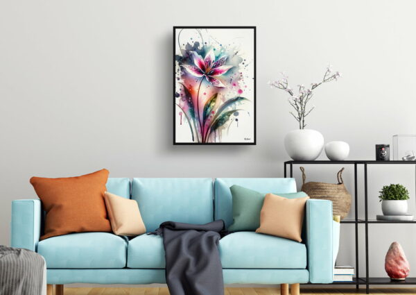 watercolour blotted flowers fawn lilieserythronium living room 1