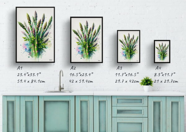 watercolour blotted flowers gijnlimasparagus officinalis print size comparison 1