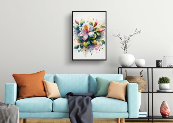 watercolour blotted flowers honeysucklelonicera living room 1