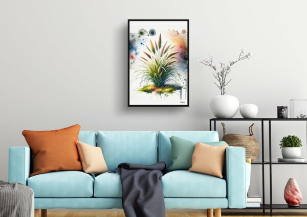 watercolour blotted flowers japanese sedgecarex oshimensis everillo living room 1