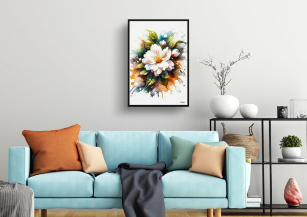 watercolour blotted flowers jasminejasminum officinale living room 1