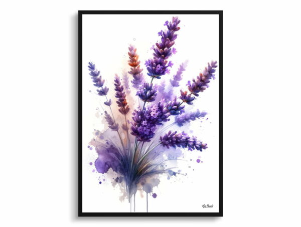 watercolour blotted flowers lavenderlavendula front view 1