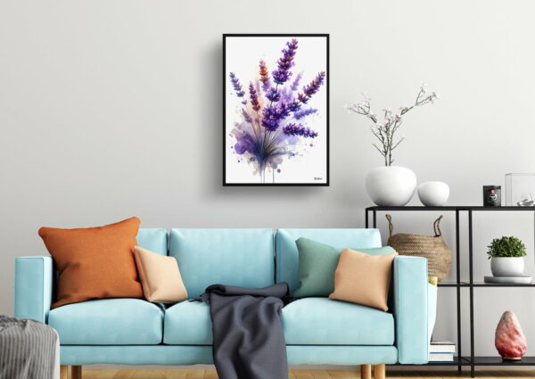 watercolour blotted flowers lavenderlavendula living room 1