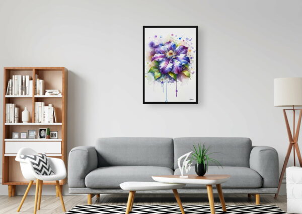 watercolour blotted flowers leather flowerclematis office 1