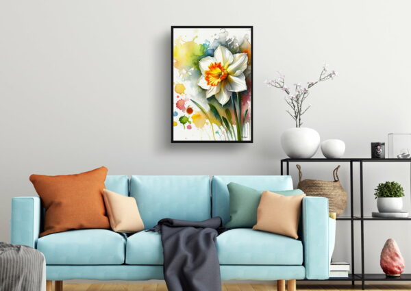 watercolour blotted flowers narcissus jonquildaffodil living room 1