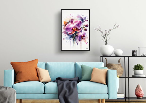 watercolour blotted flowers orchidorchidaceae living room 1