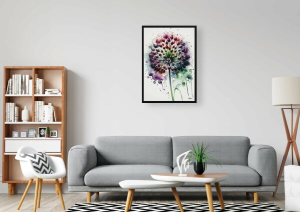 watercolour blotted flowers ornamental onionallium nigrum office