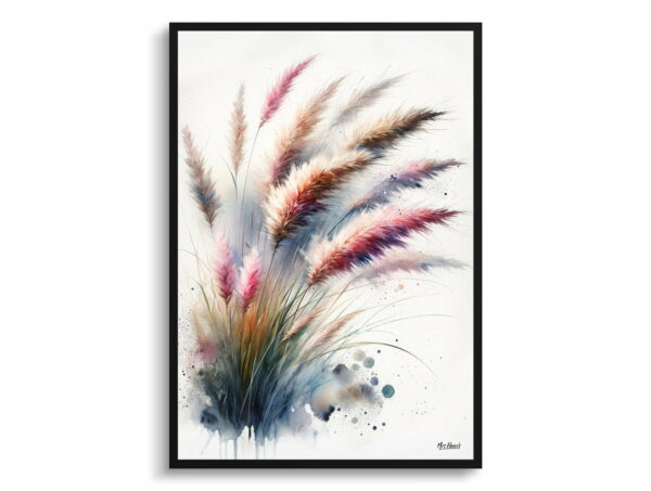 watercolour blotted flowers pink muhly grassmuhlenbergia front view 1