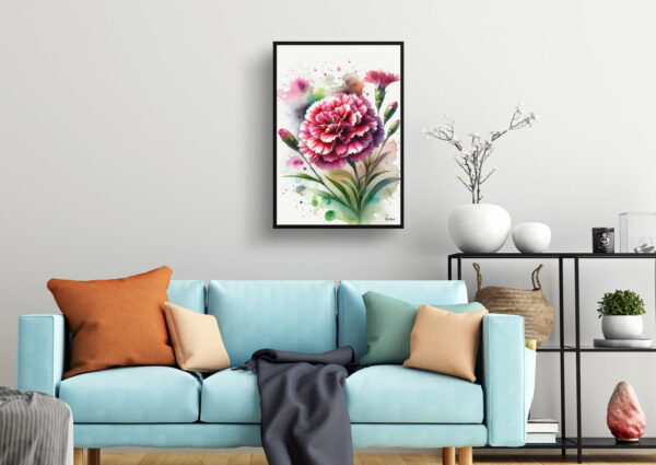 watercolour blotted flowers pinksdianthus living room 1