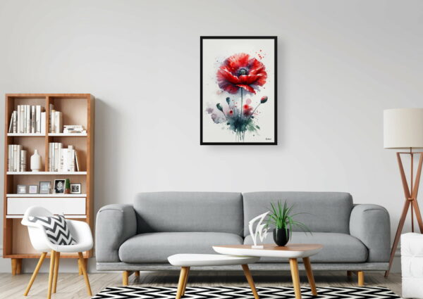 watercolour blotted flowers poppypapaver rhoeas office 1