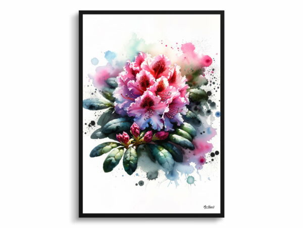 watercolour blotted flowers rhododendronazalea front view 1