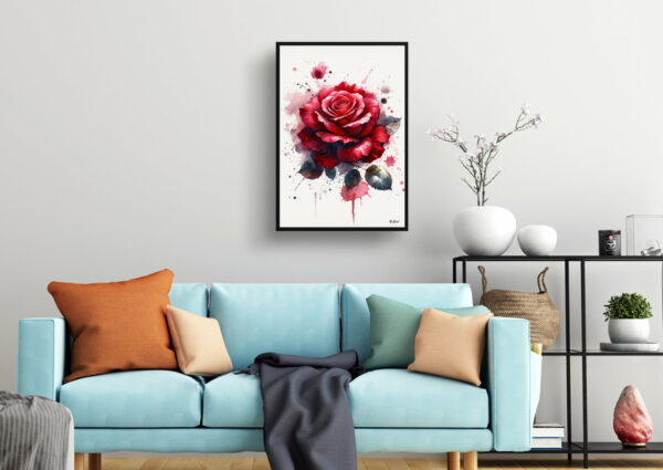 watercolour blotted flowers roserosa living room 1