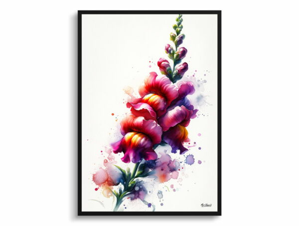 watercolour blotted flowers snapdragonantirrhinum front view 1