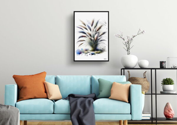 watercolour blotted flowers stipa ichujarava ischu living room 1