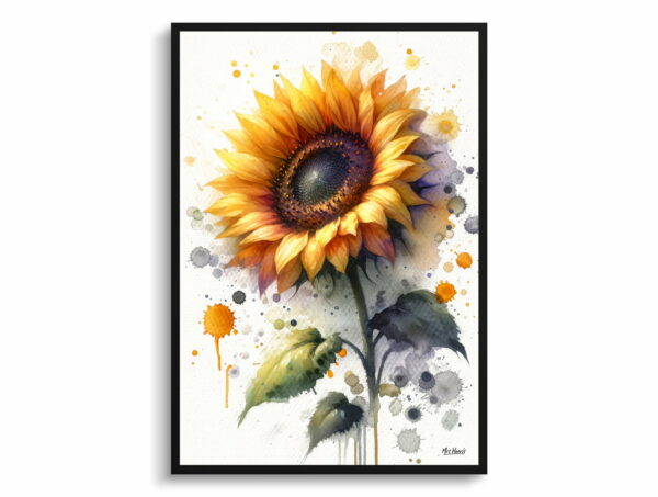 watercolour blotted flowers sunflowerhelianthus annuus front view 1