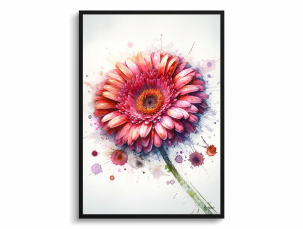 watercolour blotted flowers transvaal daisygerbera front view 1