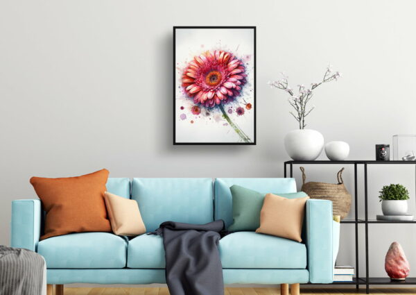 watercolour blotted flowers transvaal daisygerbera living room 1