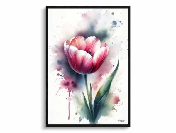 watercolour blotted flowers tuliptulipa front view 1