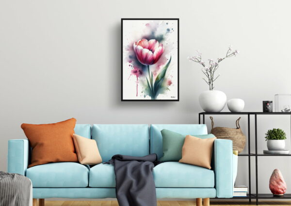 watercolour blotted flowers tuliptulipa living room 1