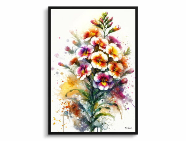 watercolour blotted flowers wallflowerserysimum front view 1