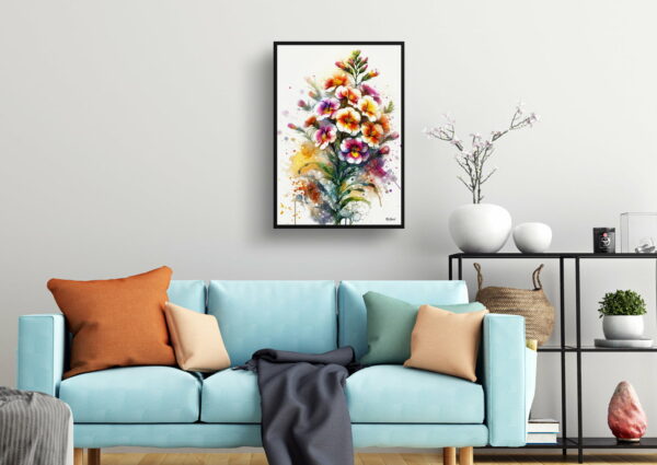 watercolour blotted flowers wallflowerserysimum living room 1