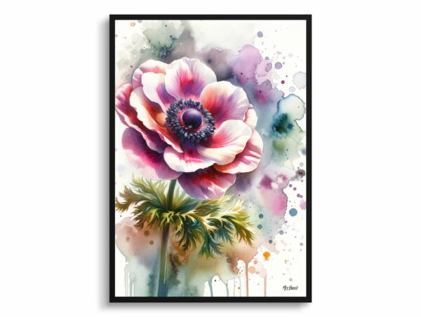 watercolour blotted flowers windfloweranemone front view 1