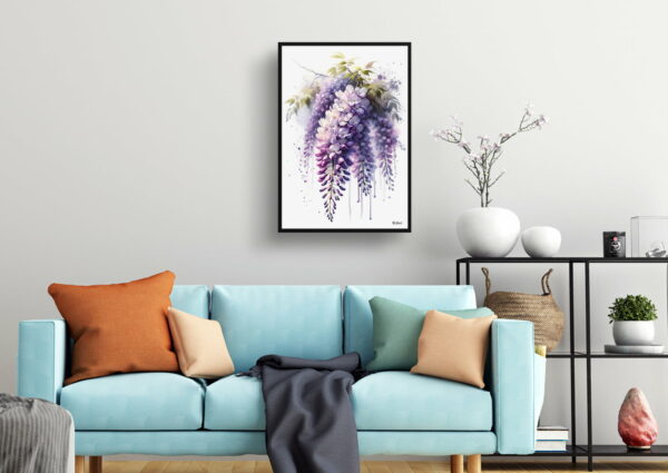 watercolour blotted flowers wisteriafabaceae living room 1