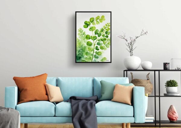 Northern Five-fingered Fern Watercolour Botanical Art Print - Adiantum Pedatum Framed Plant Wall Art - Image 10