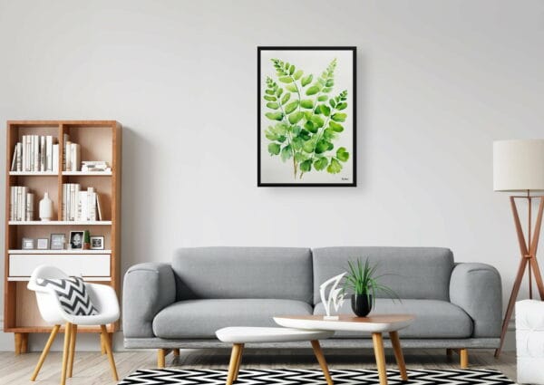 watercolour botanical print flowers adiantum pedatum minimalist office 1