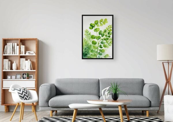 Northern Five-fingered Fern Watercolour Botanical Art Print - Adiantum Pedatum Framed Plant Wall Art - Image 11