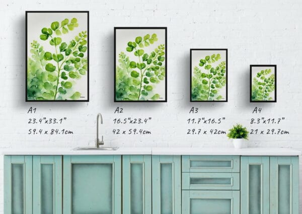 Northern Five-fingered Fern Watercolour Botanical Art Print - Adiantum Pedatum Framed Plant Wall Art - Image 12