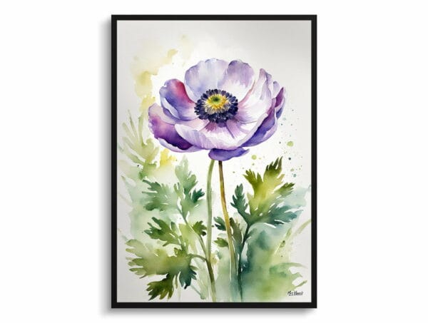 watercolour botanical print flowers anemone front view 1